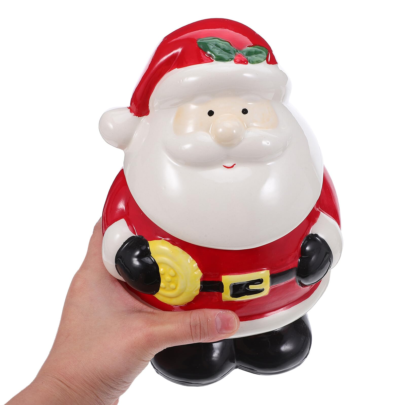 Ciieeo Barattolo Natalizio per Biscotti in Ceramica con Coperchio Ermetico Contenitore Piccolo Babbo Natale per Caramelle Dolci e Cioccolatini Decorazione da Tavolo per Feste di Natale