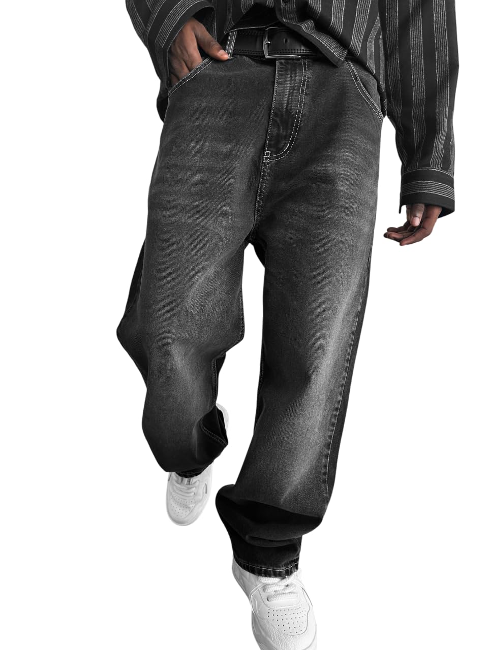 Relax Baggy Washed Jeans - Black