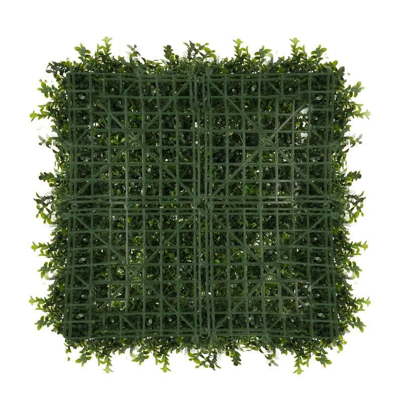 Image of Artificial Wall Grass for Home Decoration (1 Pc) I Grass Mat for Wall I Vertical Garden Artificial Plants (Green & White Design, 50cm X 50cm X 5cm, Plastic, Pack of 1)