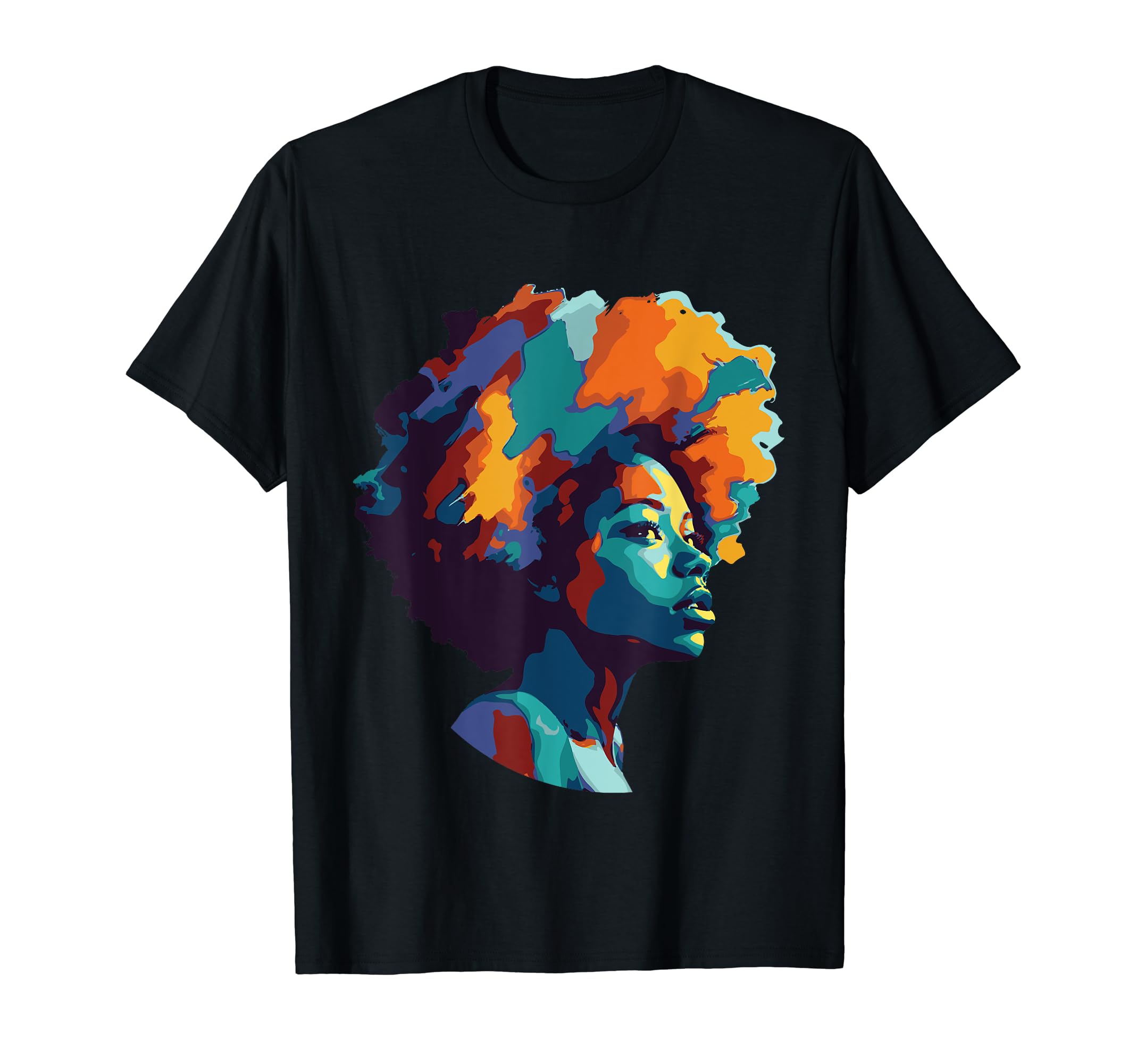 African American Woman Birthday Afro Black QueensColorful Art Black Queen Afro Melanin Dripping Juneteenth T-Shirt