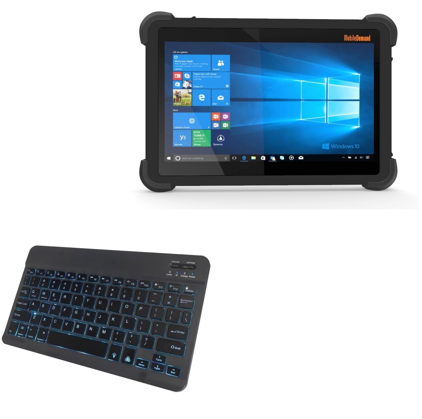 BoxWave Keyboard Compatible with MobileDemand xTablet T1150 - SlimKeys Bluetooth Keyboard - with Backlight, Portable Slim LED 7 Colors - Jet Black