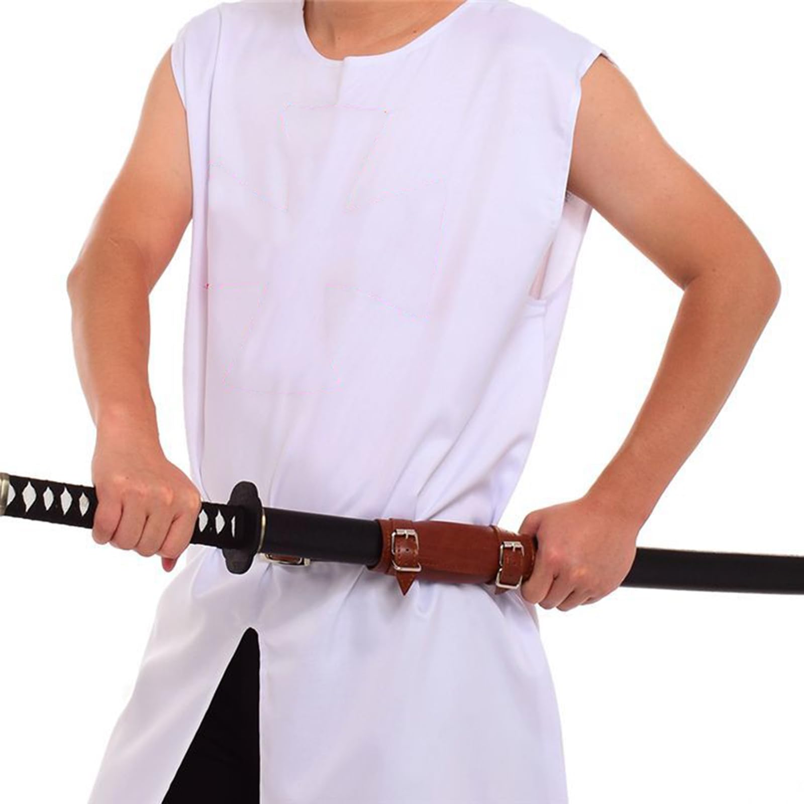 Cinturón Medieval Portaespadas Cosplay Cinturón de Espada Cintura Vaina Portavaina Funda de Espada,Marrón,6cm