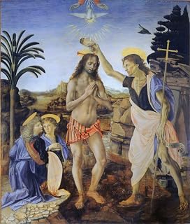 yhyjyzzjy 5D Painting Kits for Adults and Kids da Vinncii 'The Baptism of Christ' DIY Full Drill Painting12*16IN