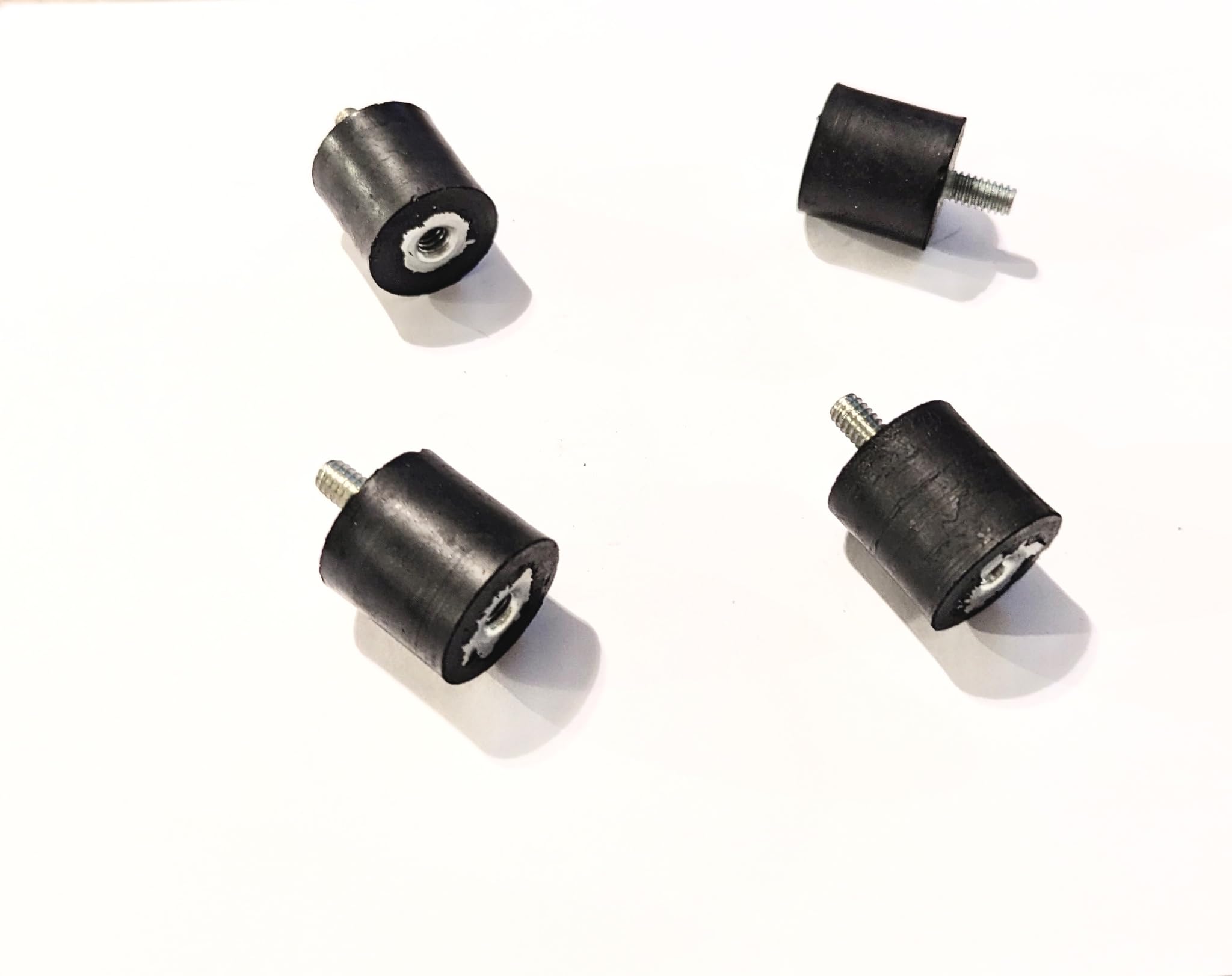 Pack of 4 Rubber Vibration Isolator Mounts - 1" Diameter x 1" Height, 1/4"-20 Thread x 1/2" Length Stud, Female thrededon Opposite Side - Vibration