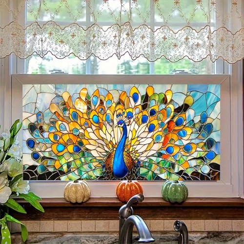 Vinilo Decorativo de Ventana con Diseño de Pavo Real 39.3x17.7 pulgadas miniatura 2