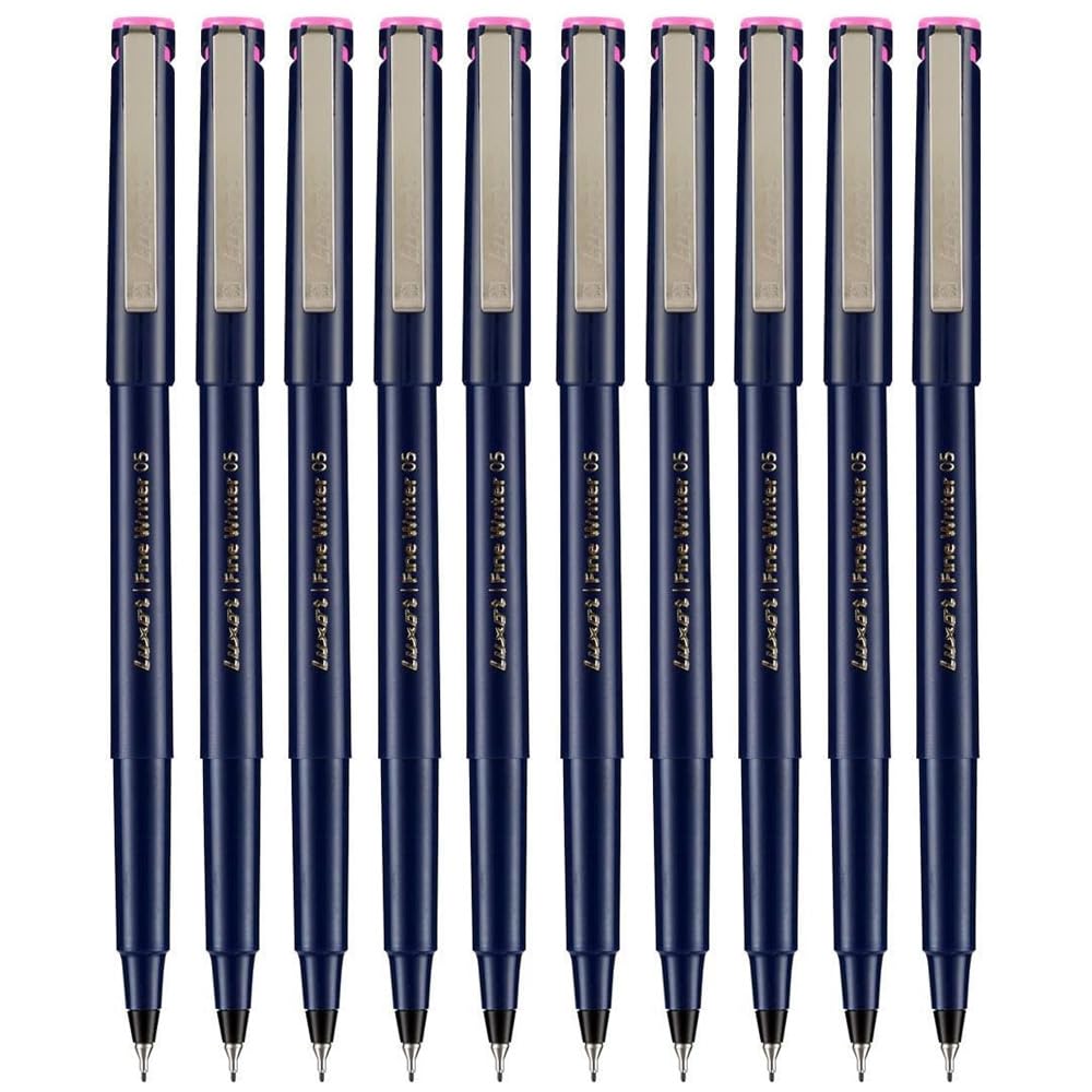 Write05 Fineliner Pens, PINK, 0.5mm Ultra Fine Tip, Pack of 10, Precise Writing, Write Sign Draw Colour Pens