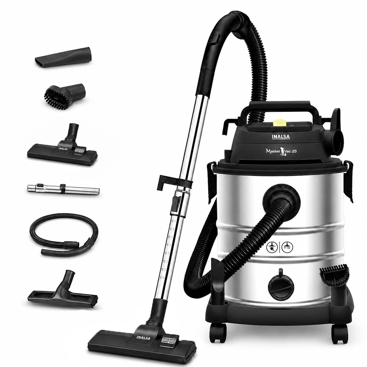 INALSA Vacuum Cleaner Wet and Dry Heavy Duty 1700 W & 25 Ltr Capacity|22KPA Suction|HEPA Filter & Metal Telescopic Tube|2 Year Warranty|SS Metal Tank|For Home,Office,Hotel Cleaning (Master Vac 25)-picture-24