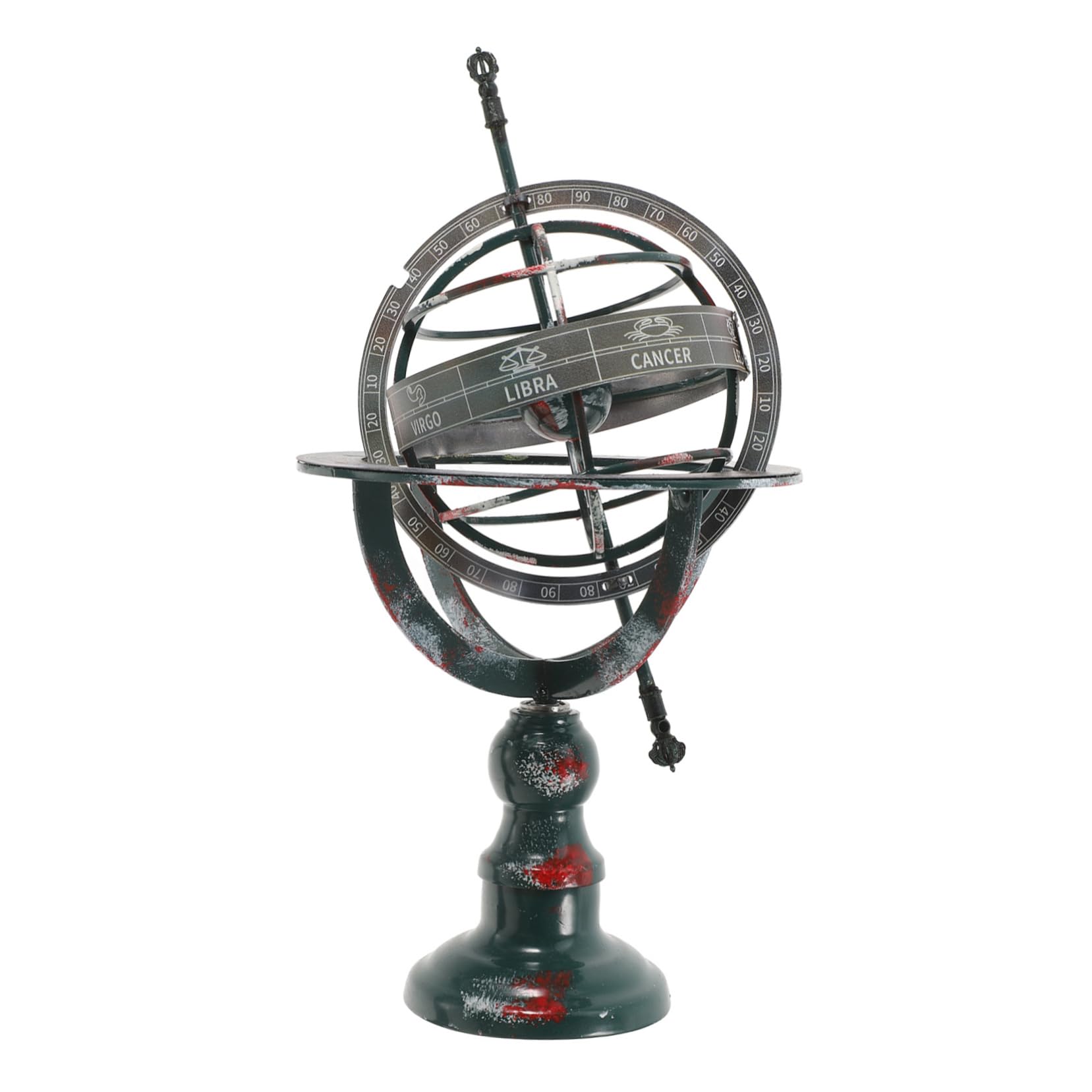Globo di Ferro Decorativo Vintage Elegante Rotazione Dettagliata, Piccolo Mappamondo da Tavolo Stile Artistico per Ufficio e Arredamento Casa