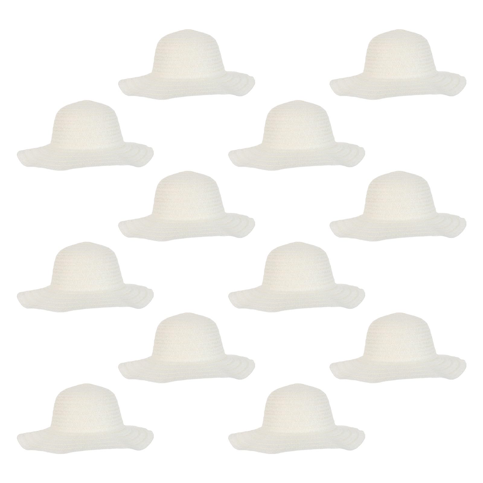 Chapeaux de Paille à Décorer Lot de 12 Beige Naturel Large Bord pour Fêtes Déguisées et Bricolage Garçon et Filles Protection Solaire Jardinage