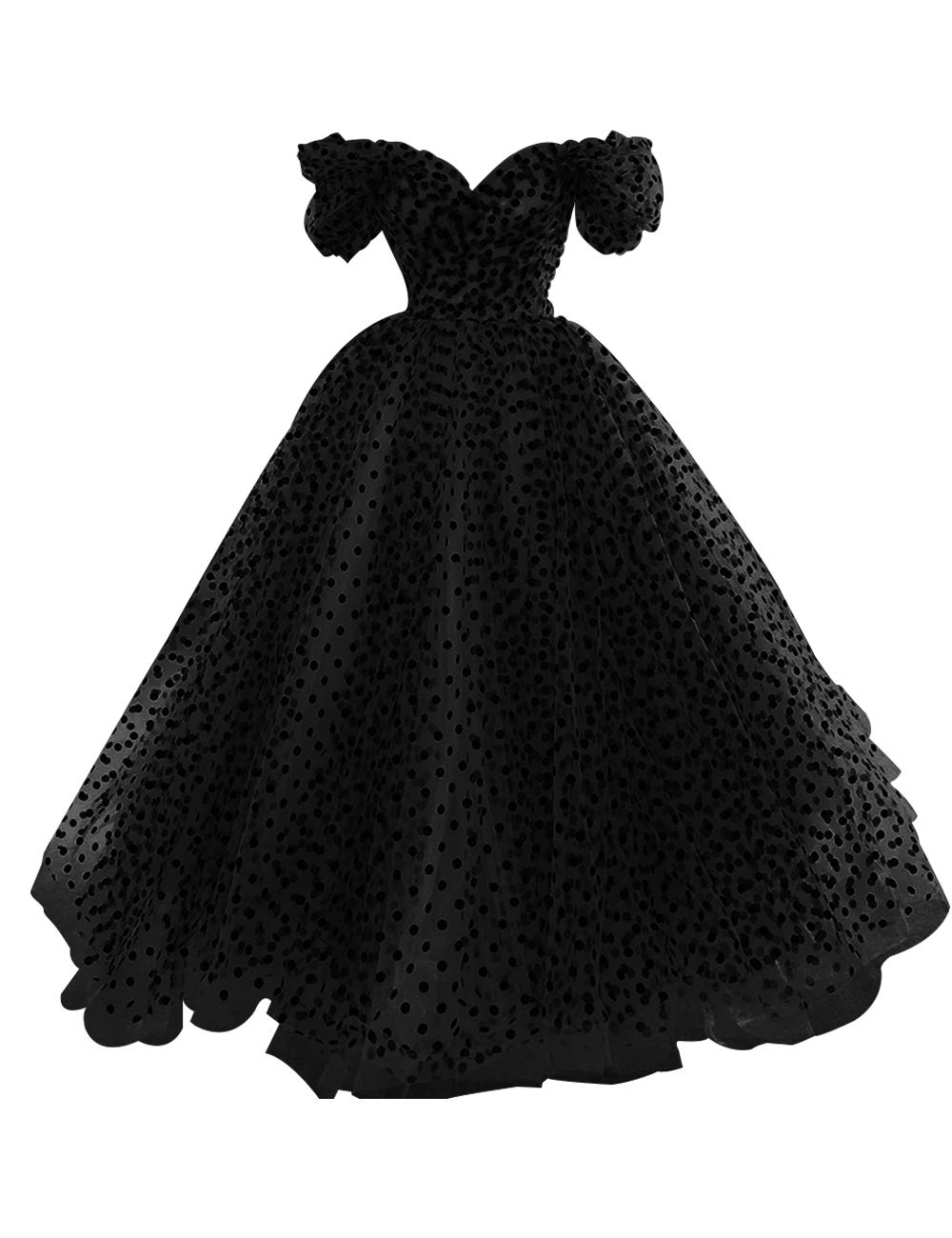 Xijun Vintage Polka Dots Tulle Prom Dresses for Women Off The Shoulder Formal Party Gowns