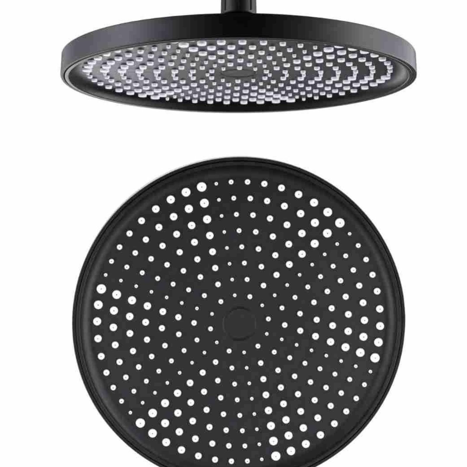 Fanjubei Top Spray Shower, Matte Black The Round Air-Boosted Showerhead Sprays Top-Spray, With A Matte Black Top-Spray Showerhead