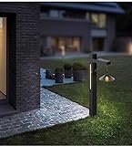 Solar Outdoor Garden Light, 640mm Light Pole, Black with Built-in LED Light, Modern Design with Cone Canopy for Gardens and Pathways