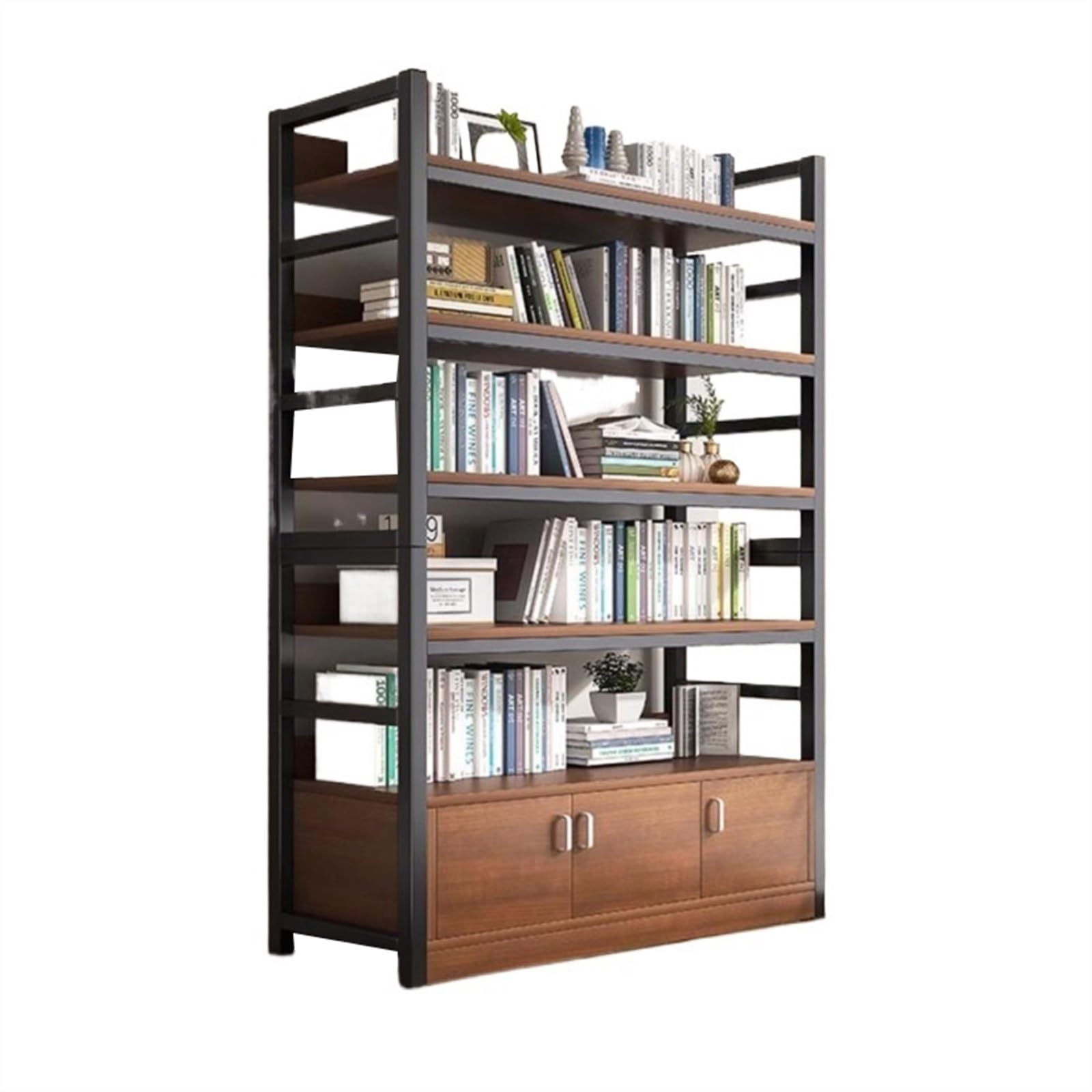 CWCQGH Bookcases Bookshelf Rack Floor-Standing Steel-Wood Multi-layer Home Bookcase Storage Cabinet Storage Cabinet Library Shelf Display Rack Bookshelf Bookcase (120cm)