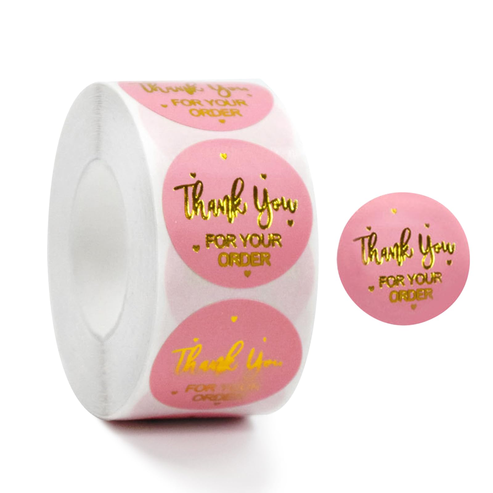 500 Pcs Self-Adhesive Thankyou Stickers Roll, 2.5cm Pink Round Thank You Stickers, Thankyou Sticker for Wedding Birthday Party,Business, Letters Packaging Gift, Retail Bags- Online Retailers