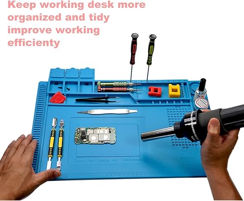 Miniatura 6 de Alfombrilla de silicona resistente al calor de alta calidad de 932 F, tapete de trabajo de reparación electrónica magnética antiestática grande para