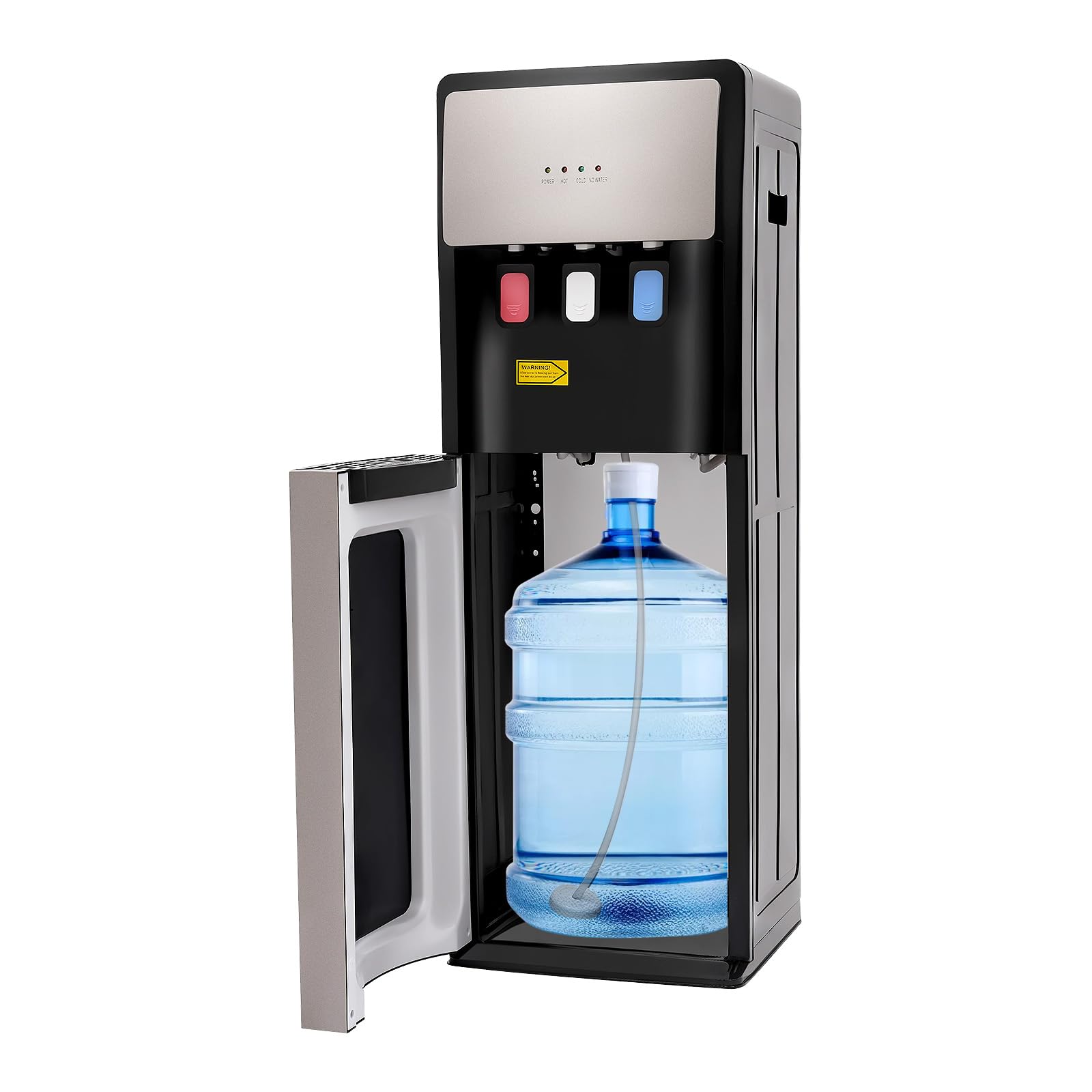 LyeXD Bottom Loading Water Cooler Dispenser for 5 Gallon Bottles, Hot&Cold Standing Water Dispenser w/Indicator Lights,Countertop Water Dispenser with Hot,Cold & Room Water for Office (Grey)