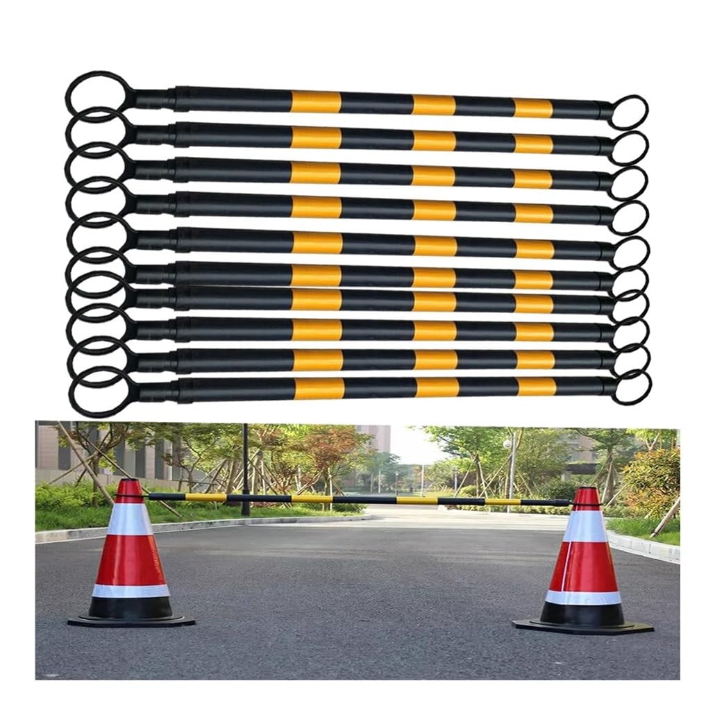 Poste de demarcación telescópico Extensible de 1,25 a 2 m, Cono de tráfico Flexible con película Reflectante, Barrera de Seguridad para estacionamientos y señalización, Amarillo y Negro (jue