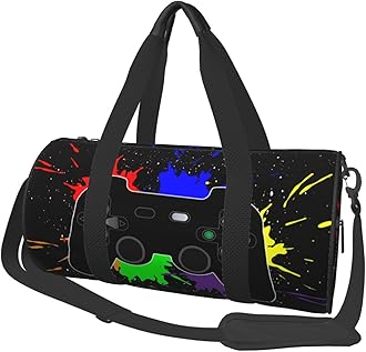 Game Joystick Gym Duffle Bag Foldable Gamer Gamepad Lightweight Carry On Weekender Travel Duffel Bags Sport Bags For Fitness Yoga Beach Swim Men Women