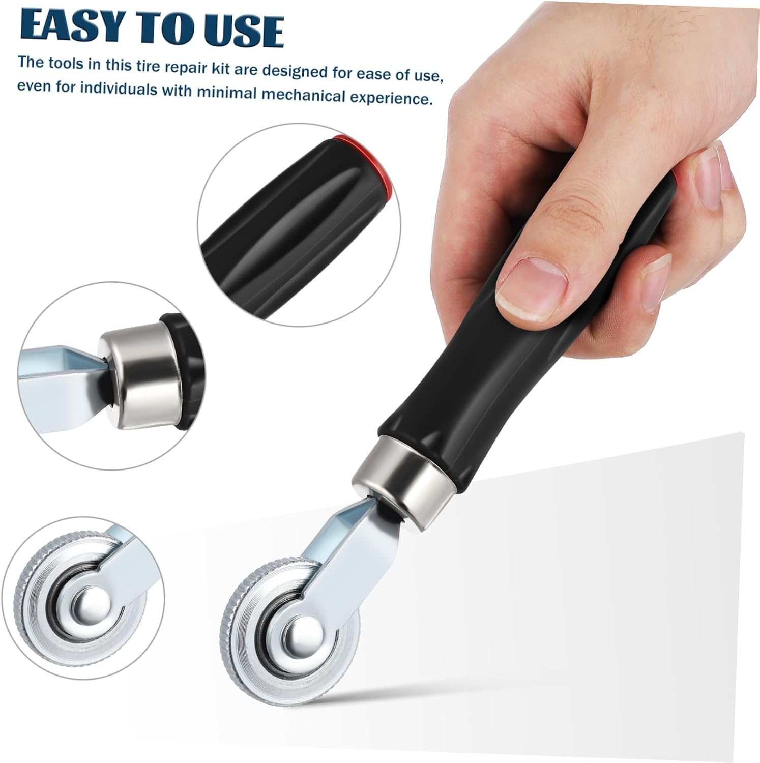 1set Auto Tire Repair Kit Tire Buffing Wheel Patch Roller for Flat Repairs Lightweight and Compact for Cars Motorcycles and More