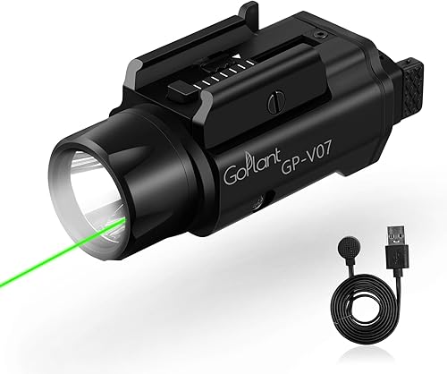 GOPLANT Combo de luz láser para armas de 2000 lúmenes, linterna láser de luz de arma ajustable montada en riel, combo de luz táctica estroboscópica