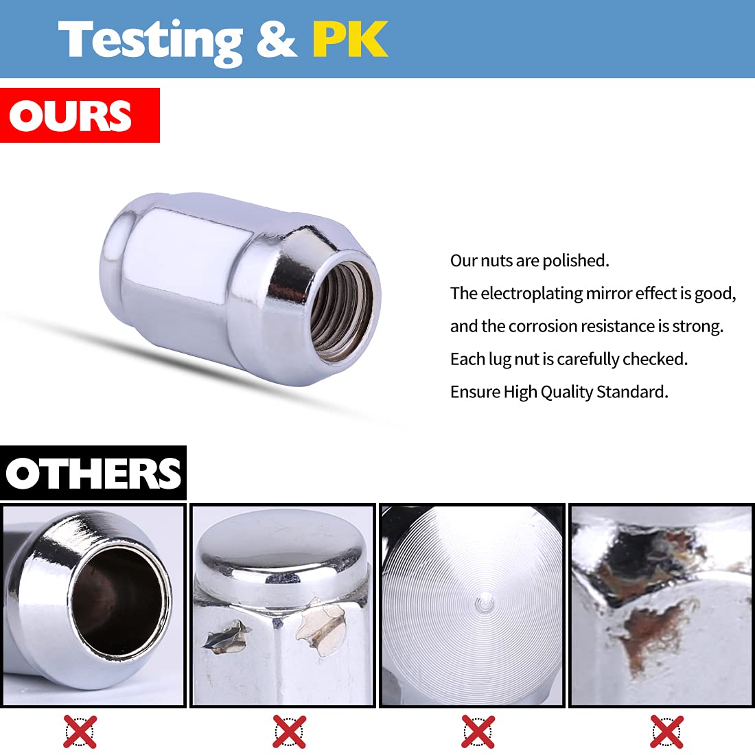 M12x1.5 Lug Nuts, 20pcs Chrome Acorn Lug Nuts, 19mm Hex, 1.38" Tall, Fits Ford Fusion, Ford Escape, etc.