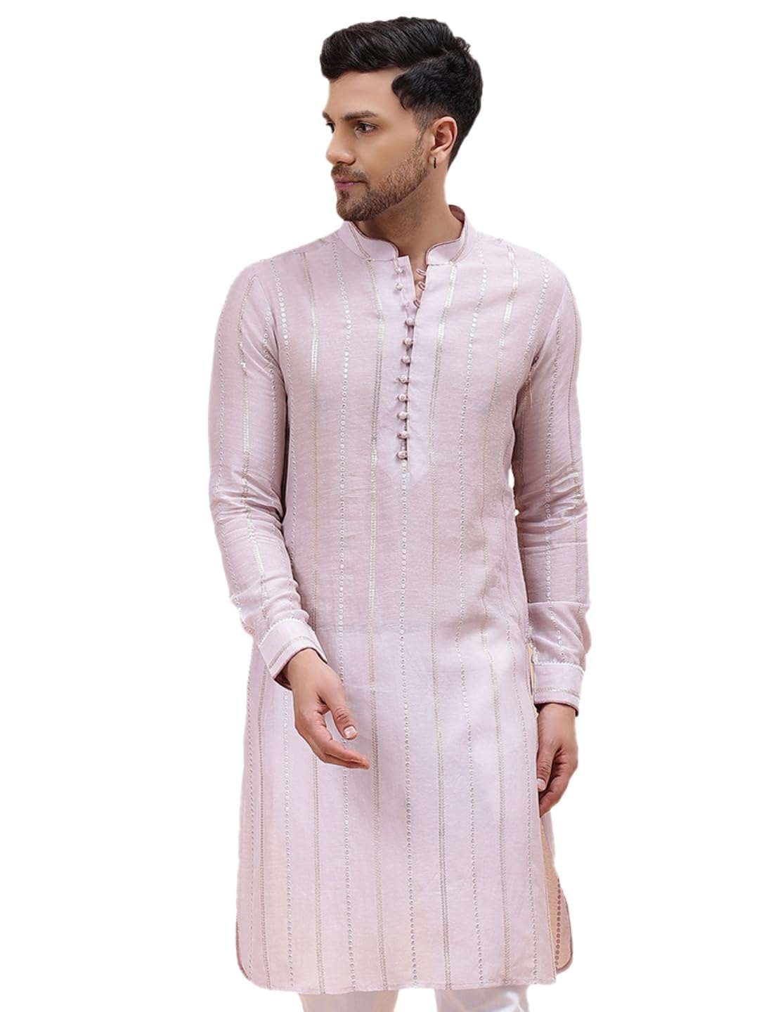 see designs Pink Regular Fit Striped Kurta-picture-31