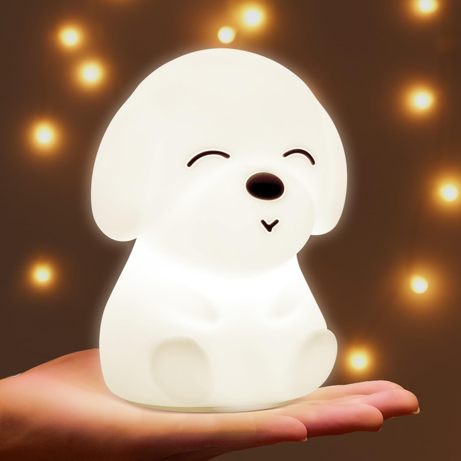 Mubarek Kids Night Light Cute Lamp, Remote+16 Colors Night Lamp for Bedroom, Dimmable Night Light, Timer for Kids Lamp, Battery Operated Kawaii Room Decor,Cute Dog Gifts Puppy Gifts for Boys