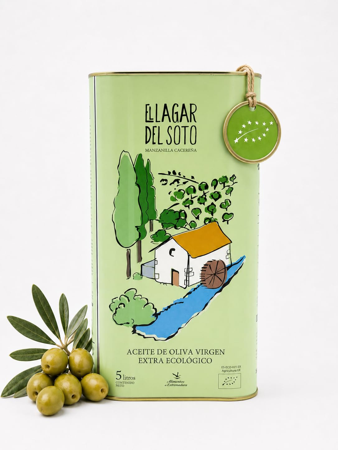 Huile d'Olive Bio Extra Vierge Bidon 5 litres - Première Extraction à Froid - Huile Espagnole de Première Qualité - Médaille d'or Ecotrama 2019 - AOVE 5L Jacoliva
