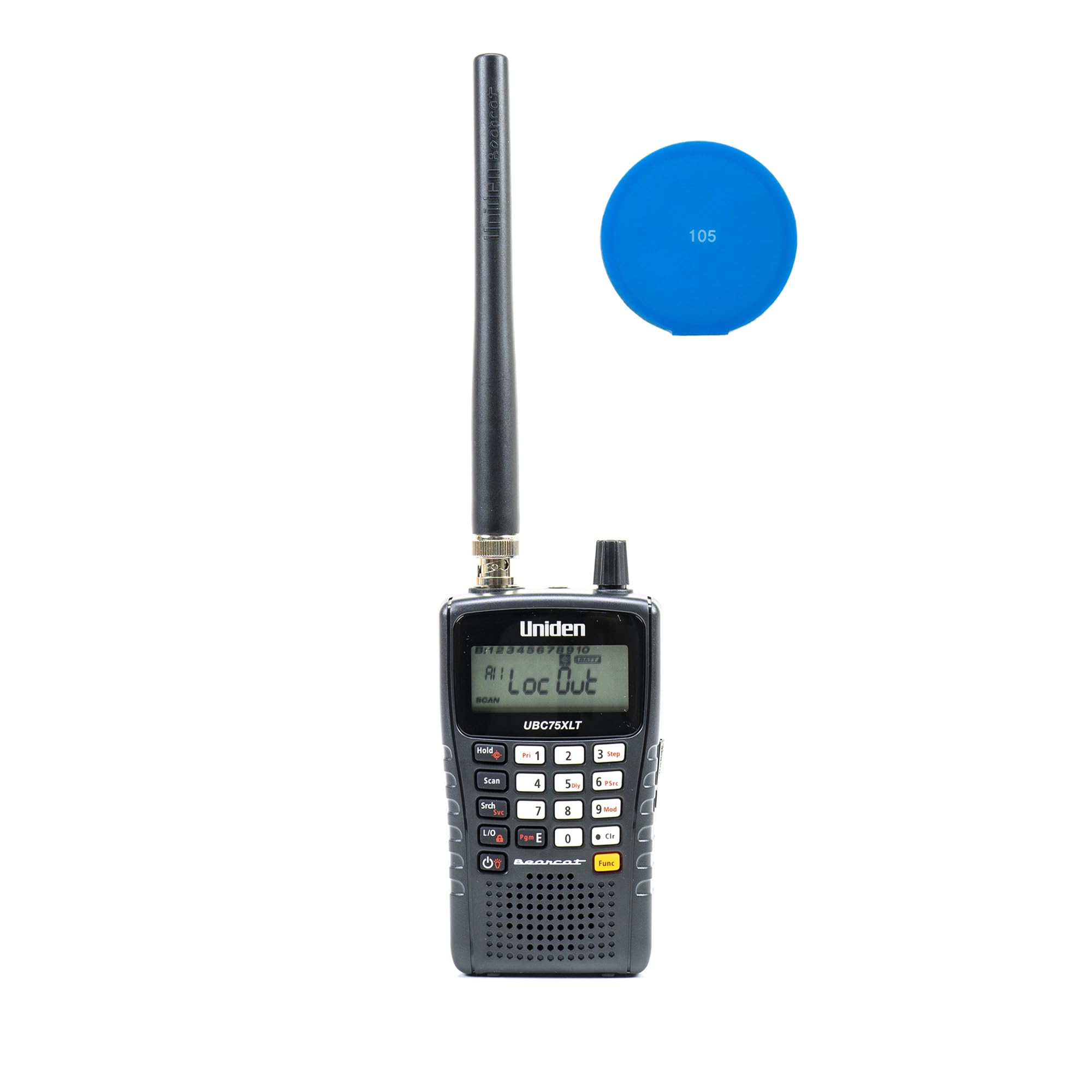 Kit de escáner de Mano Uniden UBC75XLT + Almohadilla Adhesiva de Regalo Azul