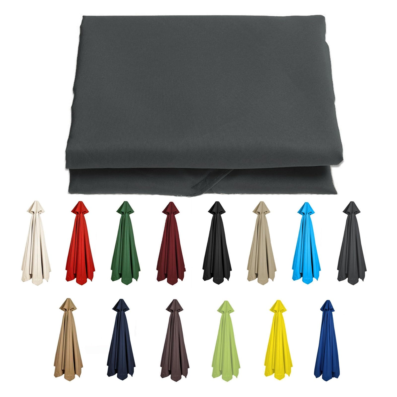 Gzdxbf Grey 6 Ribs/8 Ribs Cantilever Umbrella Replacement Cloth Garden Parasol Canopy Cover Replacement Parasol Fabric Cover, 200/270/300Cm Canopy(Color:gray,Size:8ribs-3M(9.8Ft))