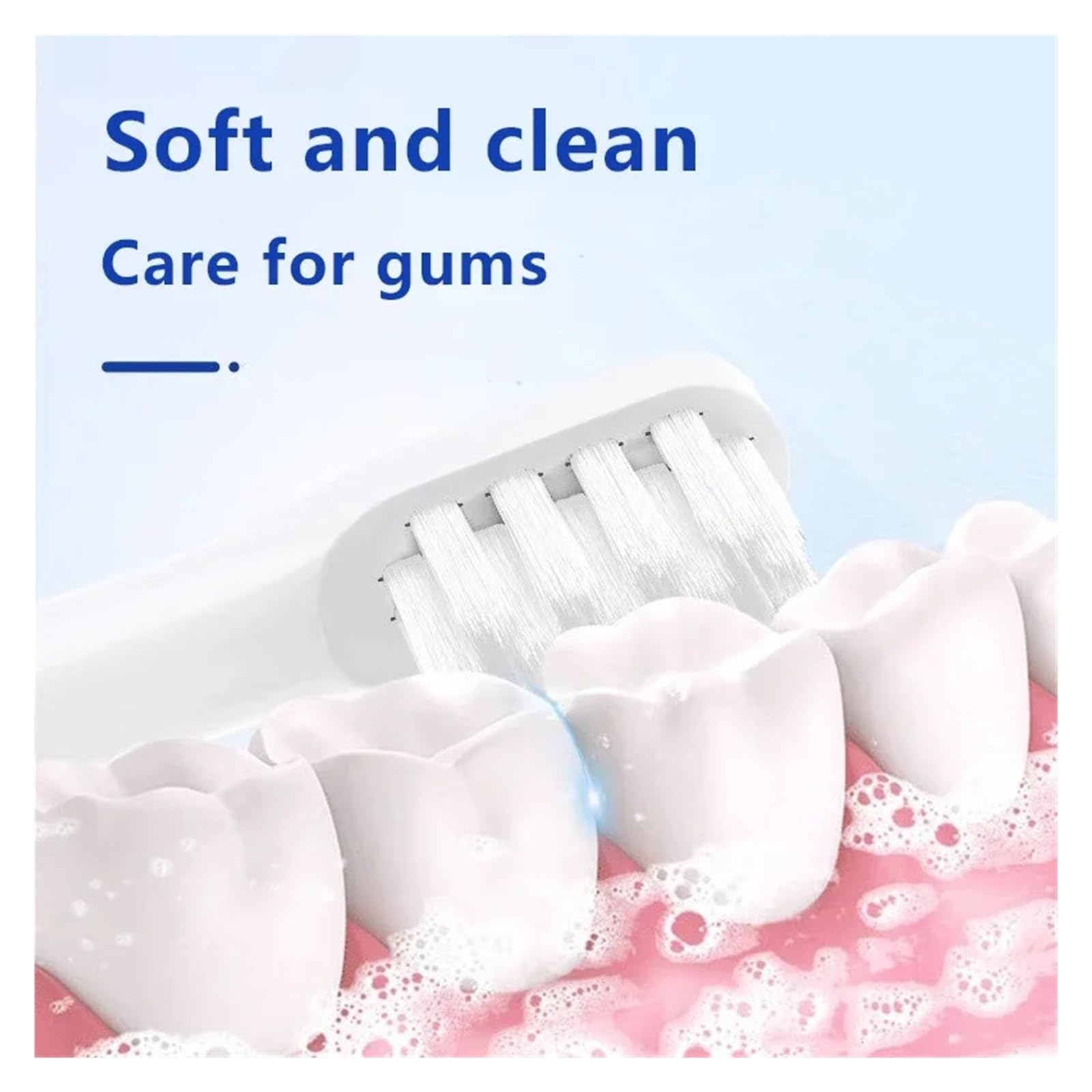 Zahnbürstenköpfe, kompatibel mit Xiaomi, T301 T302 T501 T501C | Erwachsenen-Bürstenköpfe mit weichen Borsten, aus Kunststoff(White blue-16PCS)