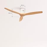 CREATE / WINDCALM/White ABS ceiling fan with light wood-effect blades and remote control / 40W, Quiet, Ø132 cm, 6 speeds, timer, summer-winter function - 6