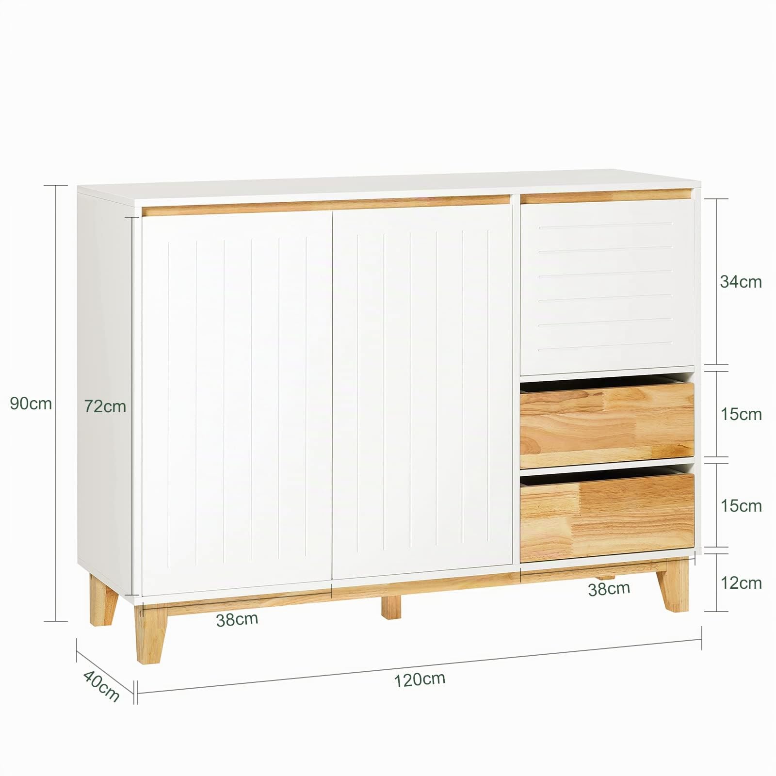 SoBuy Credenza Mobile da cucina Armadio cucina Mobile da ingresso Buffet Mobile laterale credenza bassa Mobile TV 120x40x90m FSB75-WN