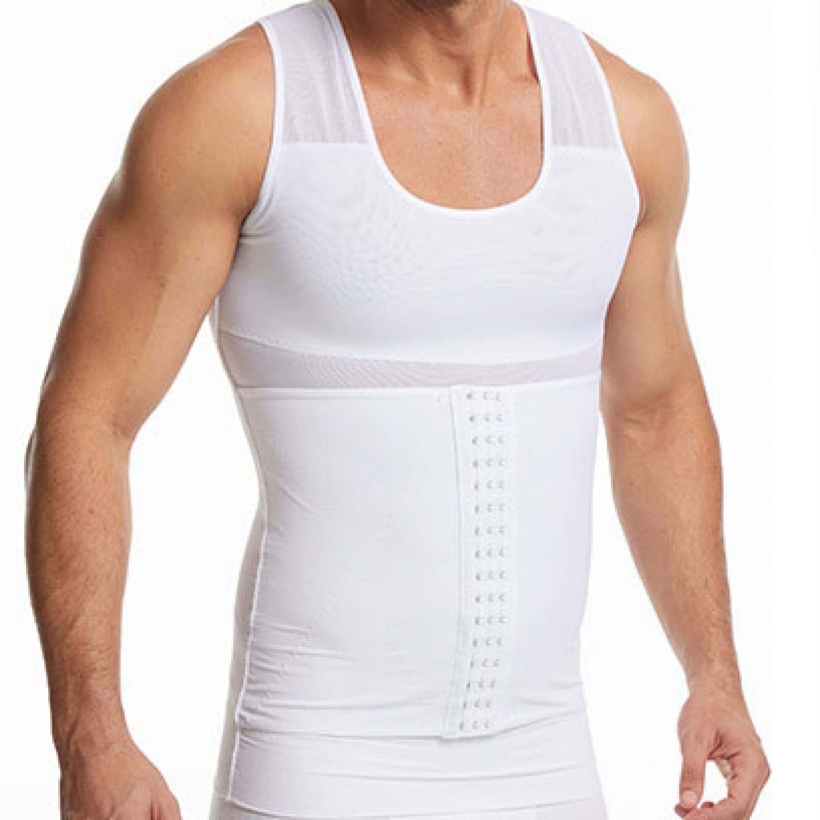 Hombres Fitness Body Shaper - Crochet Cintura Cincher Fajas Estiramiento Abdomen compresión Camiseta sin Mangas Ropa Interior para Gimnasio