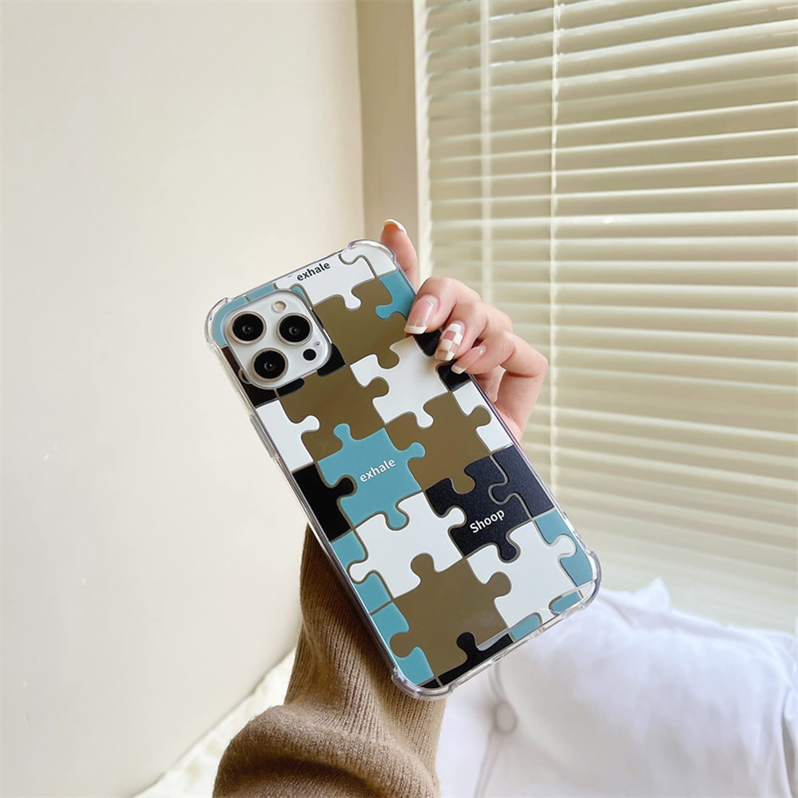 Amazon.co.jp: かわいいパズルメイクミラー電話ケースFor iPhone 13 