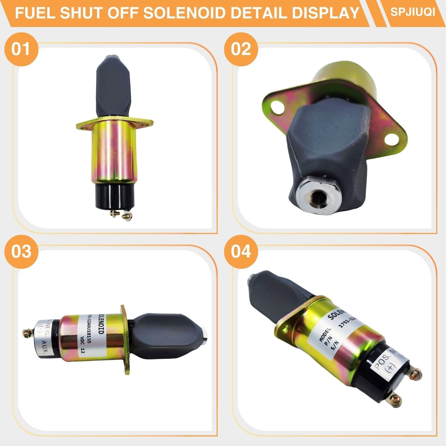 12V DC Fuel Stop Shut Down Solenoid 1751-12A6U1B1S5 SA-4259-12 31-0202 for Kubota 3A kit 70 82 MM Engine