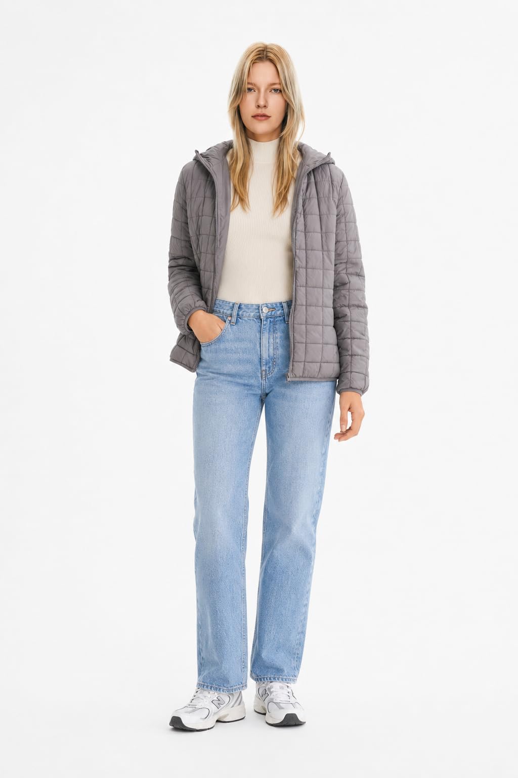 Orolay Chaqueta acolchada ligera con capucha para mujer, abrigo cálido con cremallera y bolsillos