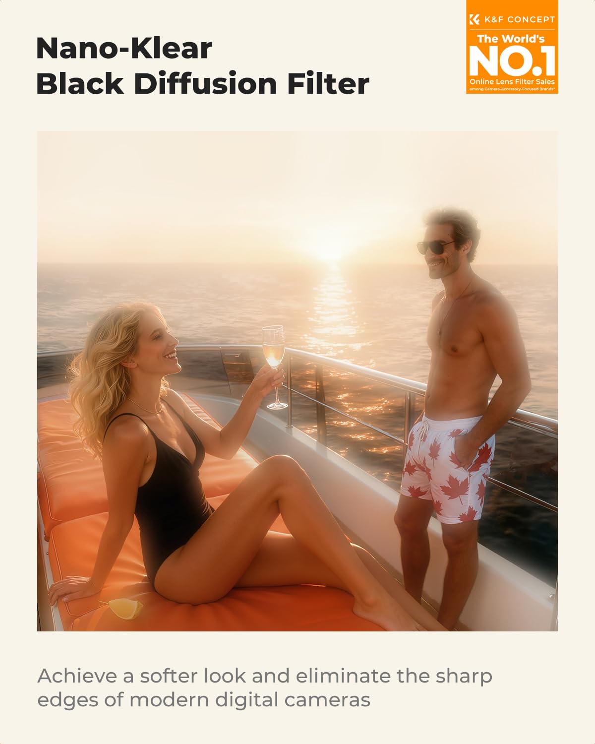 K&F CONCEPT 77mm Black Diffusion 1/4 Filter Mist Soft Glow Diffuser Lens Filters(Nano-K Series) — view 10