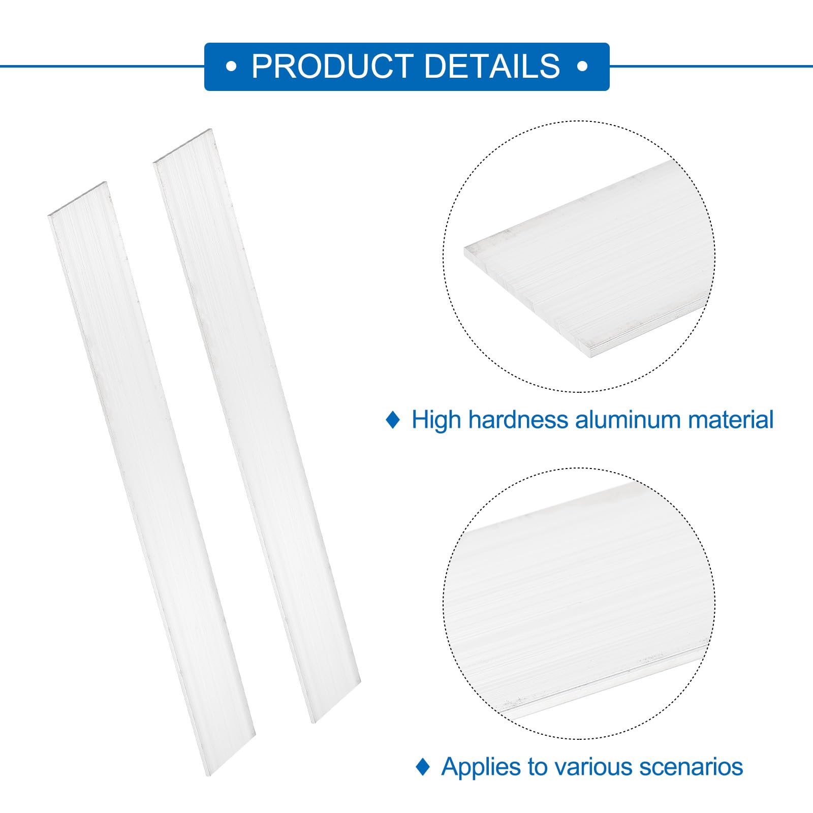 Barra Piatta In Alluminio Autoadesiva | 1000x20x2 Mm | Bianco RAL 9016 | Per Fai Da Te E Bricolage - Foto 3