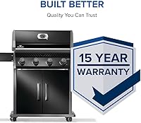 Vista 5 de Napoleon Rogue 525 Parrilla de Gas Natural, Negra, Rejillas de Acero Inoxidable, Barbacoa Resistente de 4 Mecheros