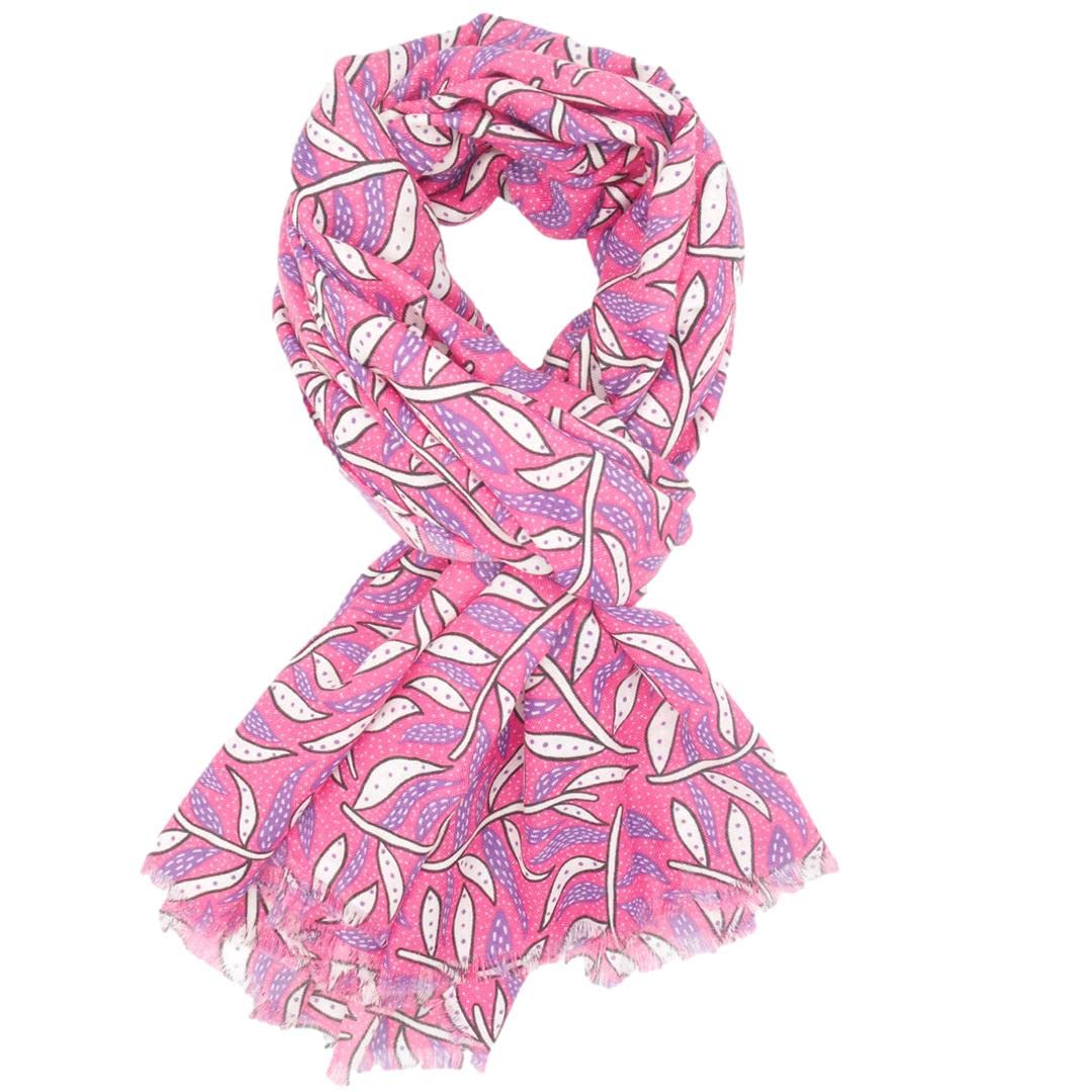 Purple Possum Women's Pink, Pale Pink, Light Pink Purple Possum® Scarf Pretty Leaves Leaf Print Lightweight Floral Shawl (Pink)