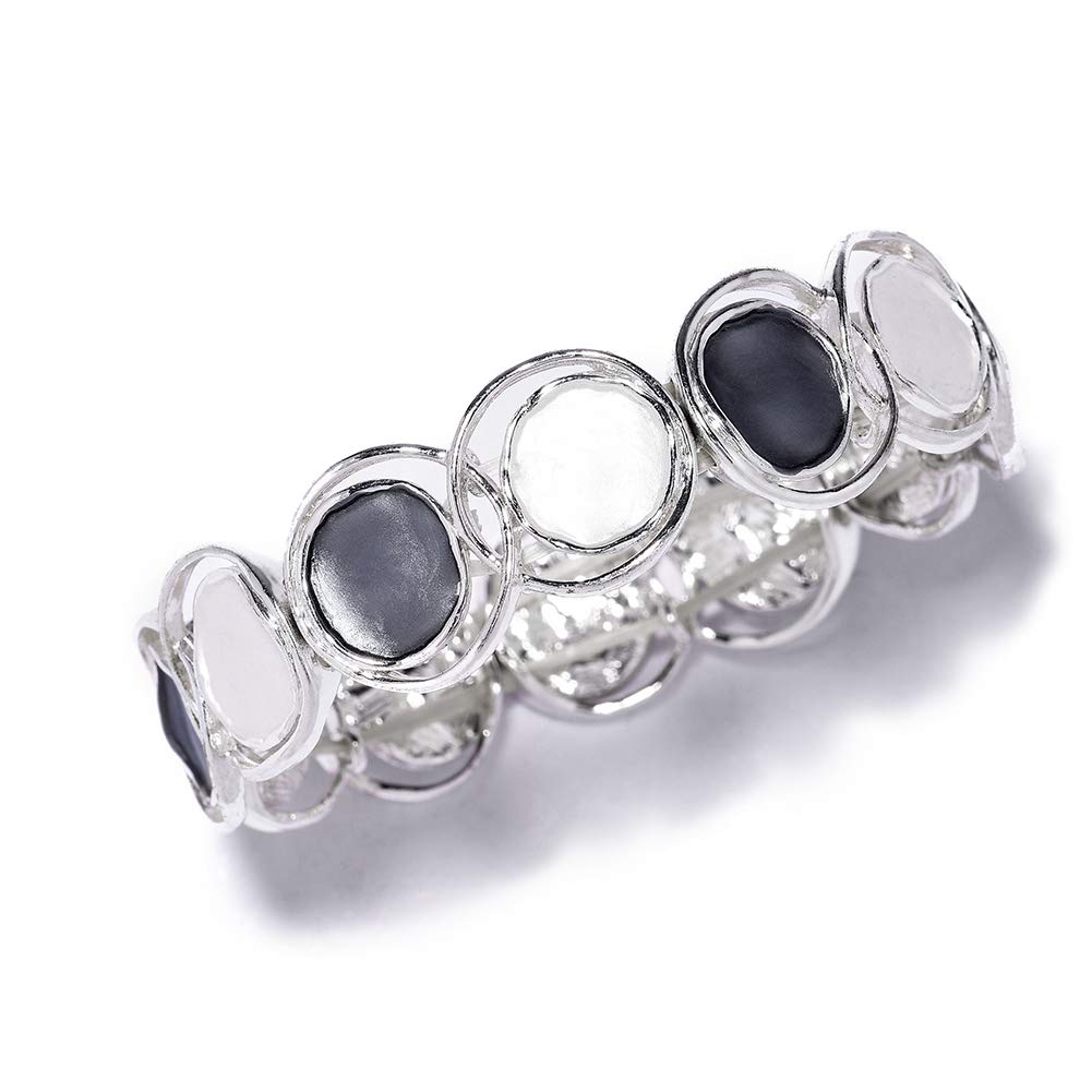 Cring Coco Enamel Colorful Bracelets for Women/Girls, Silver Plated Eternity Bands Fashion Bracelet Bangles, Adjustable Size 6.5-7.5 Inch