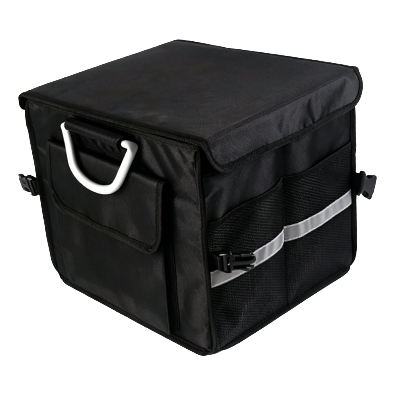 Cocoarm Petit Organisateur de Coffre, Organisateur de Coffre de Voiture Pliable de 28 L avec Couvercle et Poignée, Boîte de Rangement à 3 Compartiments, d'épicerie Pliable pour Siège Arrière de