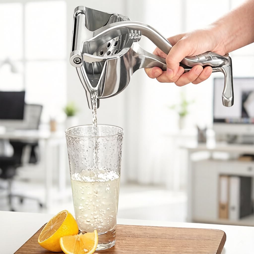 2 exprimidores manuales de aleación de aluminio, prensa de frutas y extractor de cítricos resistente para el hogar, exprimidor de mano para naranja limón con mango ergonómico (plateado)