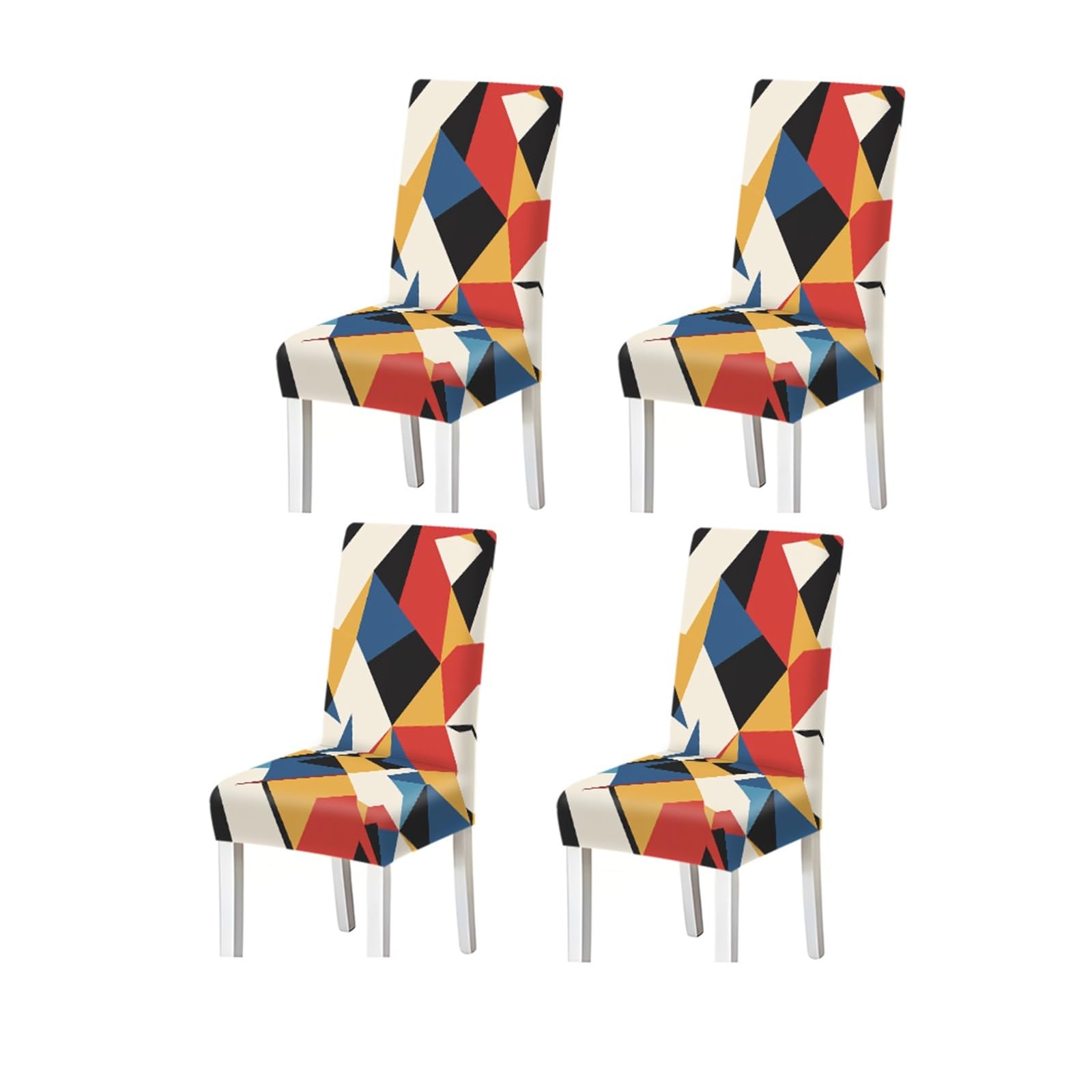 Bosuybn One Color Mid-Century Modern Geometric Abstract Pattern Print Dining Chair Covers Set Of 2/4/6, Stretch Slipcovers For Kitchen Dining Room Furniture Protectors For Home Dining Room(4Pcschair Cover)