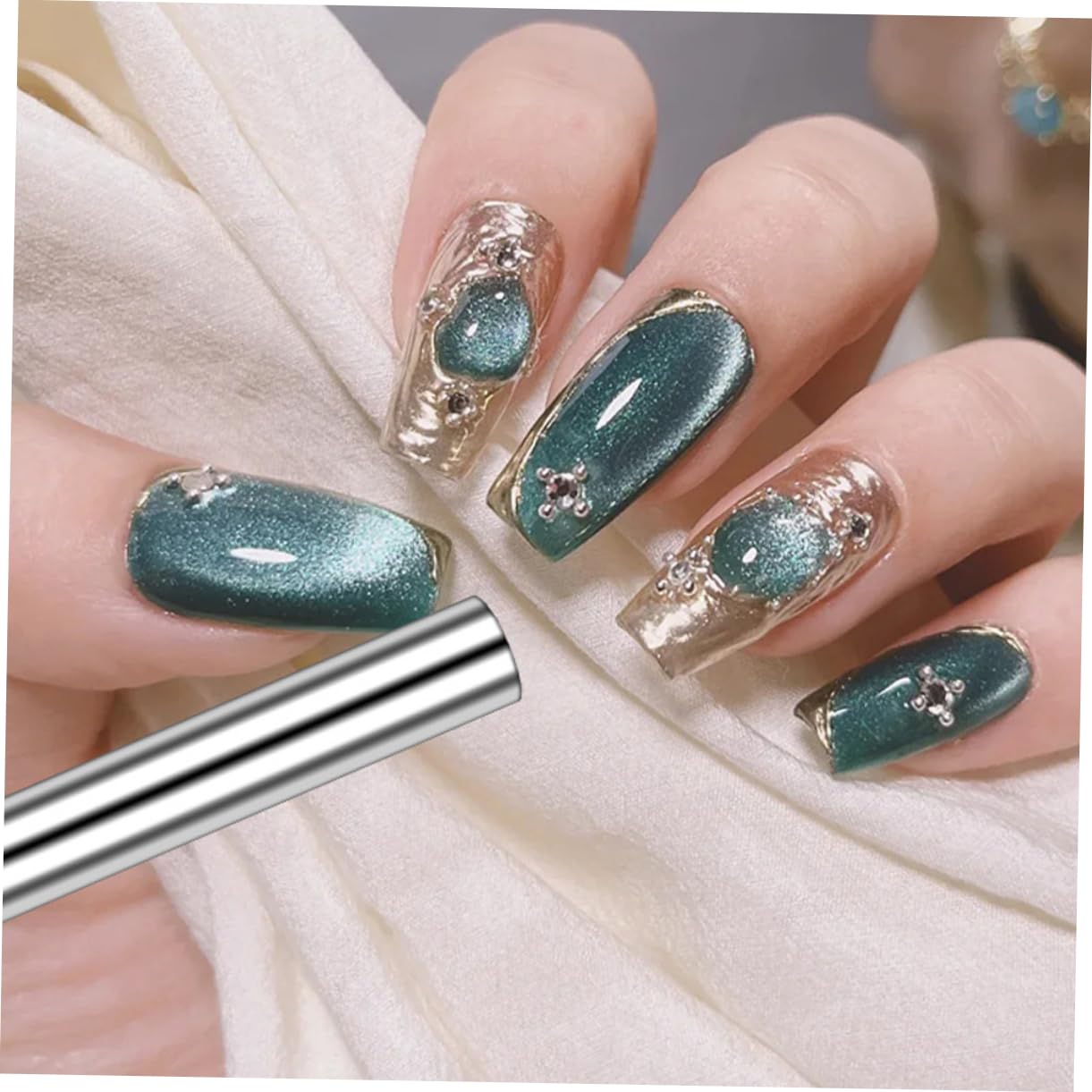 FRCOLOR 9pezzi Per Unghie Cat Eye Magnetici Inossidabile Per Nail Art Per Manicure Design Cilindrico Per Gel Unghie Eye
