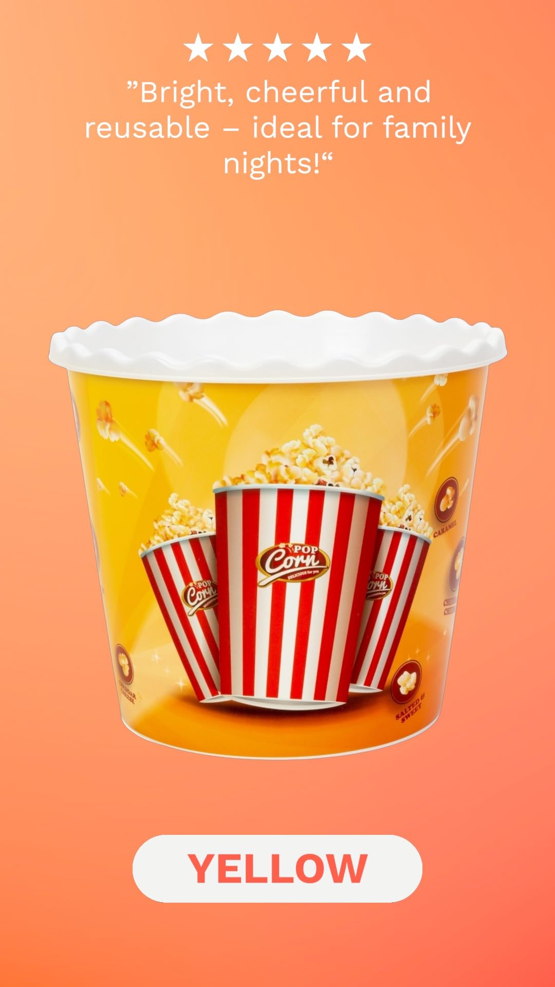 Juego de caja de plástico reutilizable para palomitas de maíz, recipientes para palomitas de maíz, cuencos para noche de cine (sin BPA, paquete de 4, 75 onzas), mezcla de palomitas de maíz