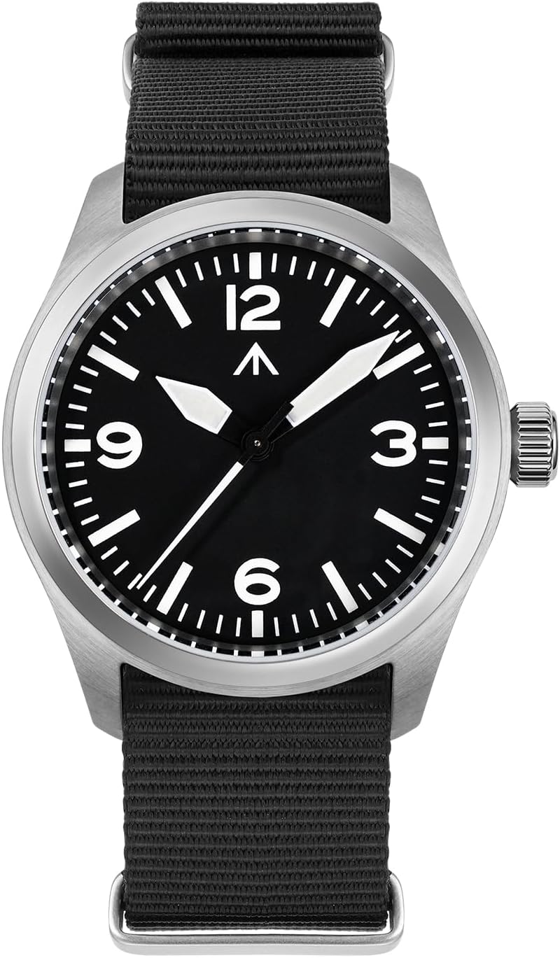 TACTICAL FROG Militado ML08 Field Watch Japanese Sweep VH31 / 515 Movt with Calendar, Men's Military Watch Sapphire Crystal 10 ATM Waterproof Analog Watches for Men