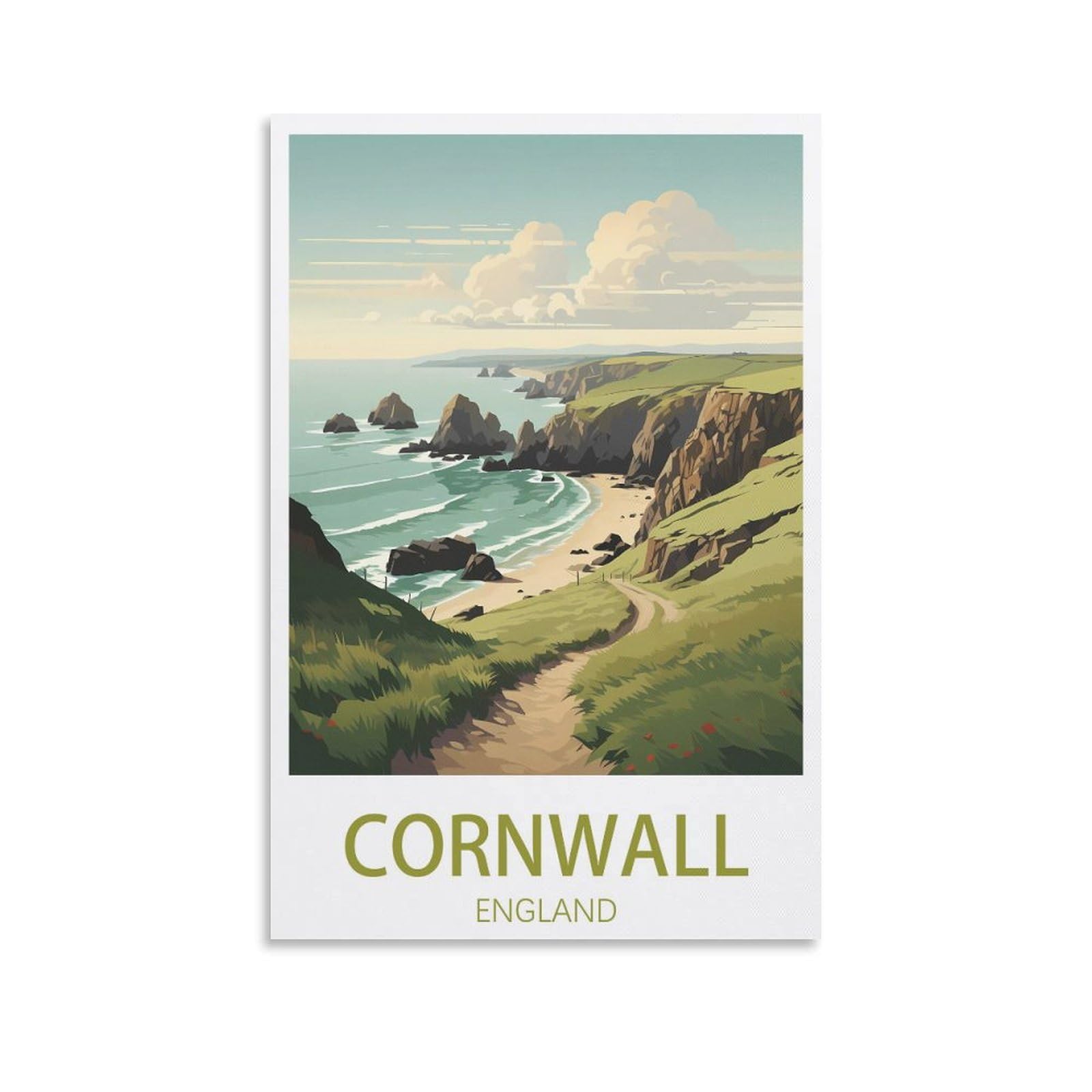 EZMLFA 5D Diamond Painting Kits for Adults,Cornwall England,for Adults Beginners of All Ages, Round Full Drill Arts and Crafts Gems Home Wall Decor 30x40cm