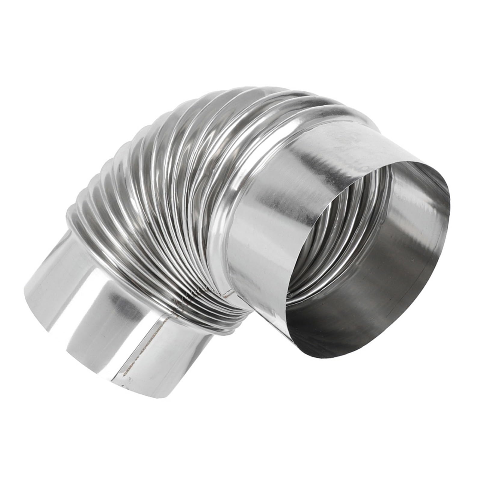 Puaisjn Silver 90 Degree Stove Pipe, Stainless Threaded Elbow Chimney Flue Hose Pipe Kitchen Vent Exhaust 15X15x7cm